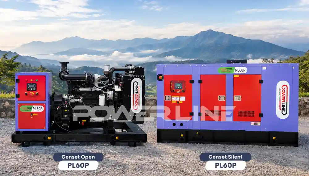 review genset 60 kva open silent